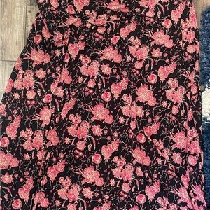 LuLaRoe Black and Pink Floral A-Line Skirt